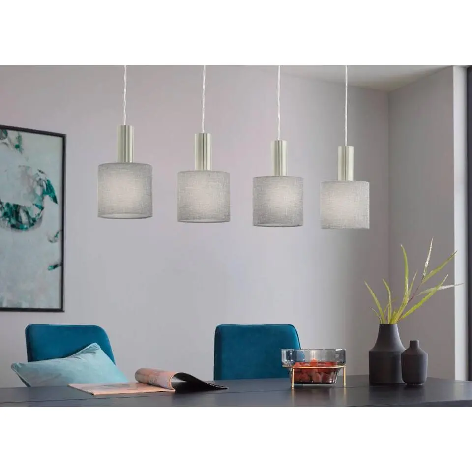 EGLO Concessa 2 Hanglamp - E27 - Textiel/Linnen - Grijs