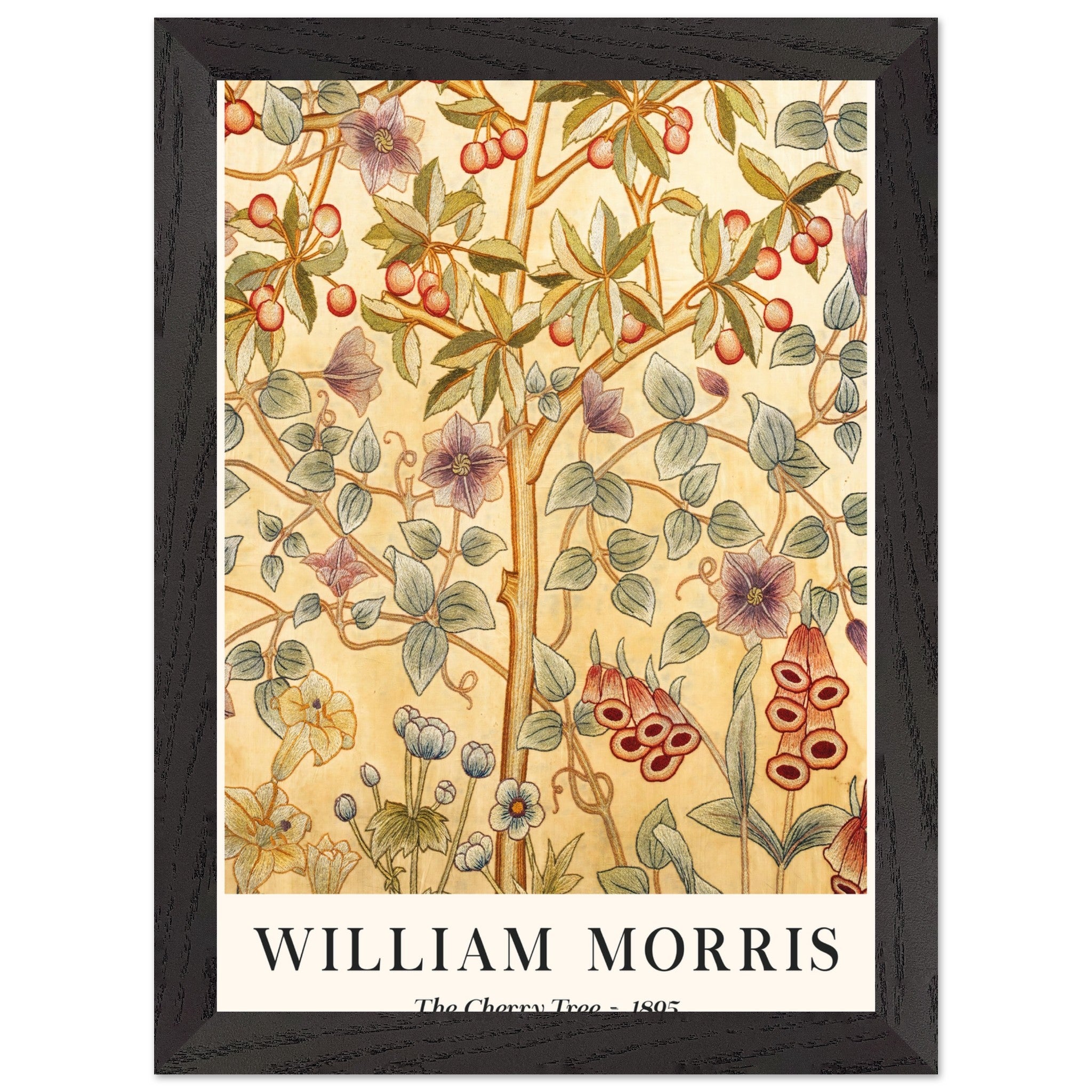 Artfulprints Poster met Lijst William Morris - The cherry tree 1895 II  - A4 21x29.7 cm - Meerkleurig