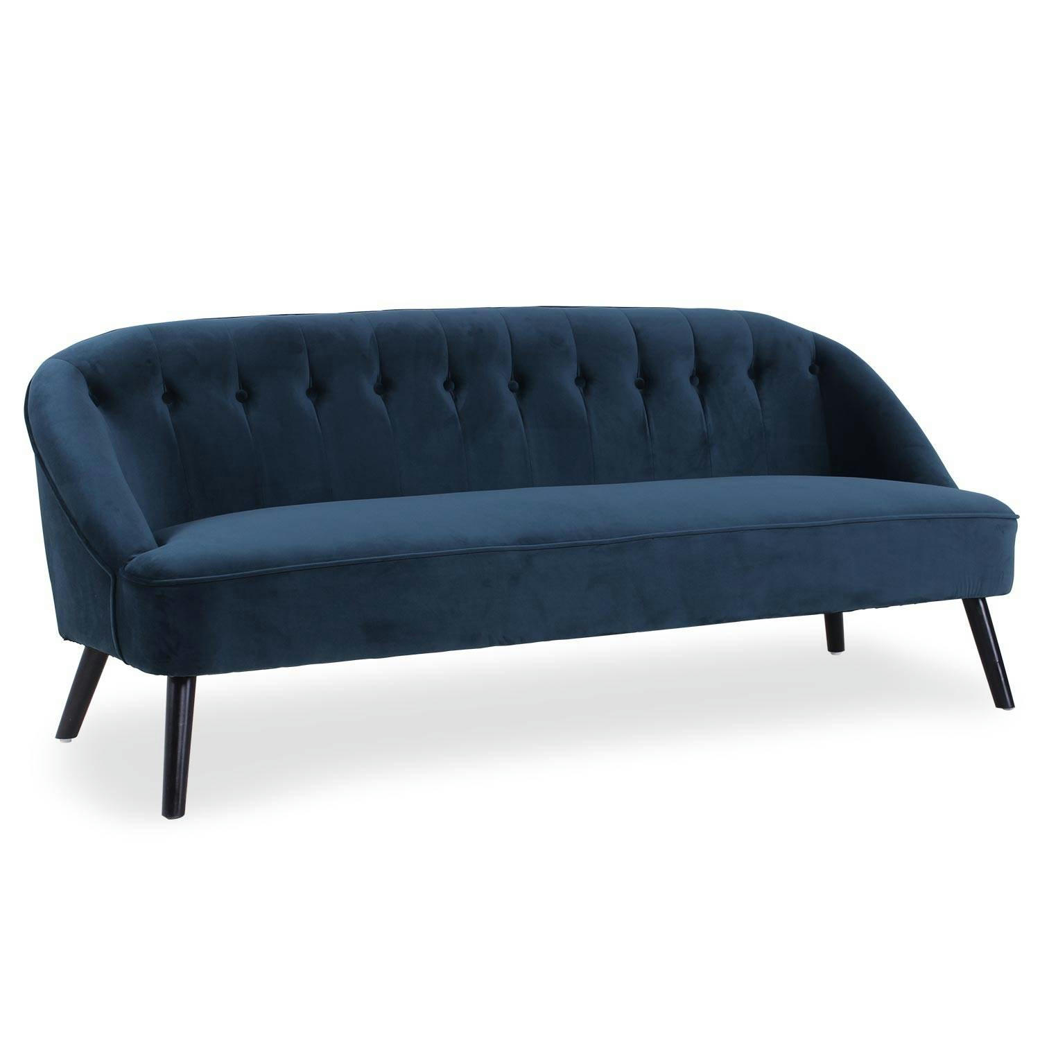 IOAN - Canapé 3 places velours bleu