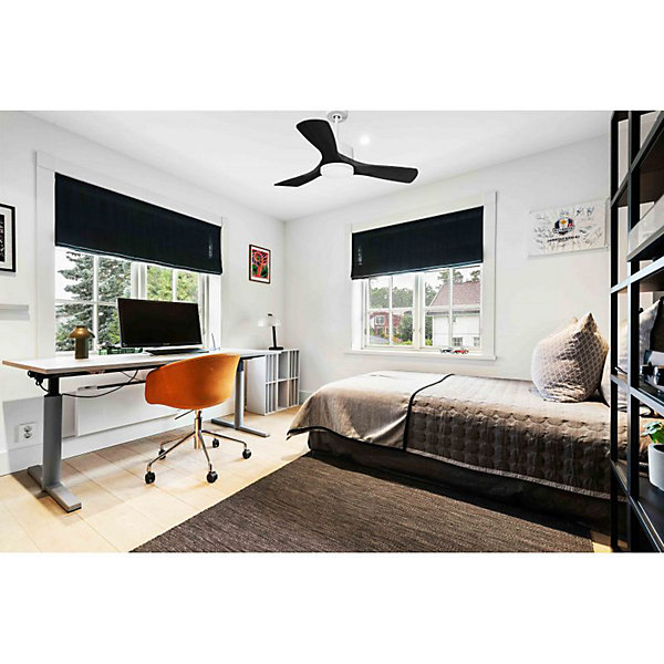 Modulo de KlassFan - Super destratificateur et ventilateur DC 106 cm Blancpales bois noirLumièredimmable 15 à 20 m²