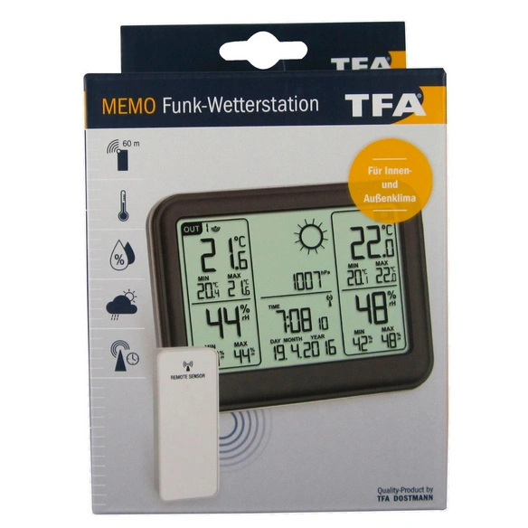 Funk-Wetterstation, Breite: 13,1 cm, Temperaturbereich: -40 bis 60 °C
