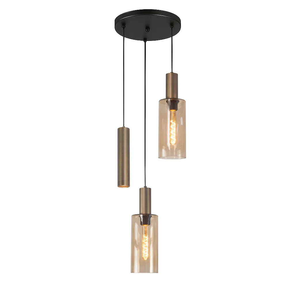Highlight hanglamp Perugia - 3 lichts - 40 x 160  cm - zwart brons