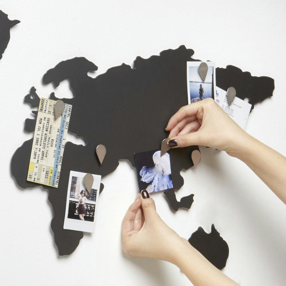 MAPPIT - Mappemonde murale mappit acier noir