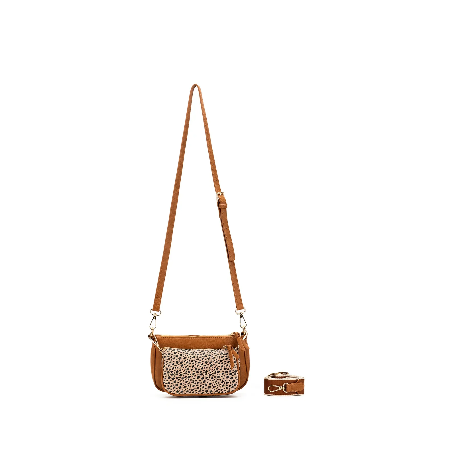 Sabie Tan & Pebbled 2 Piece Crossbody Bag by Black Caviar