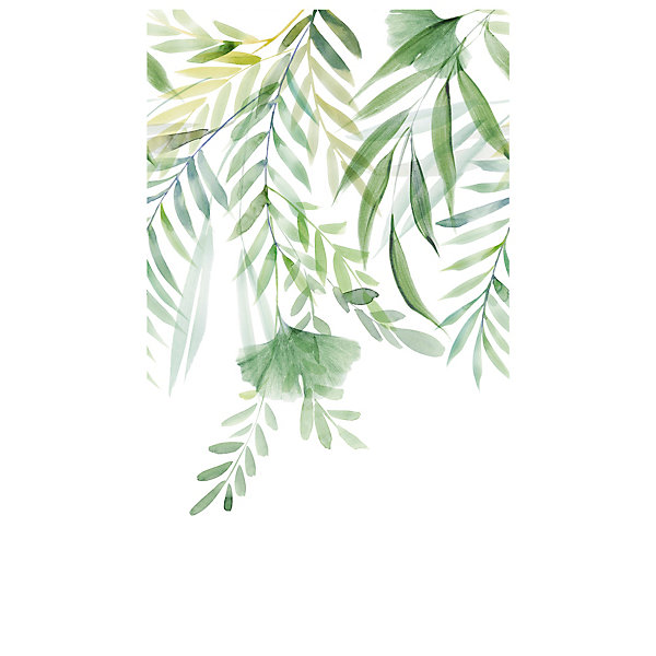 Papier peint panoramique intissé GoodHome Tyrian feuillage vert aquarelle L.280 x l.159 cm