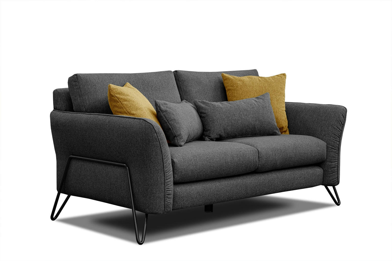 LOREM - Canapé droit 2 places tissu noir