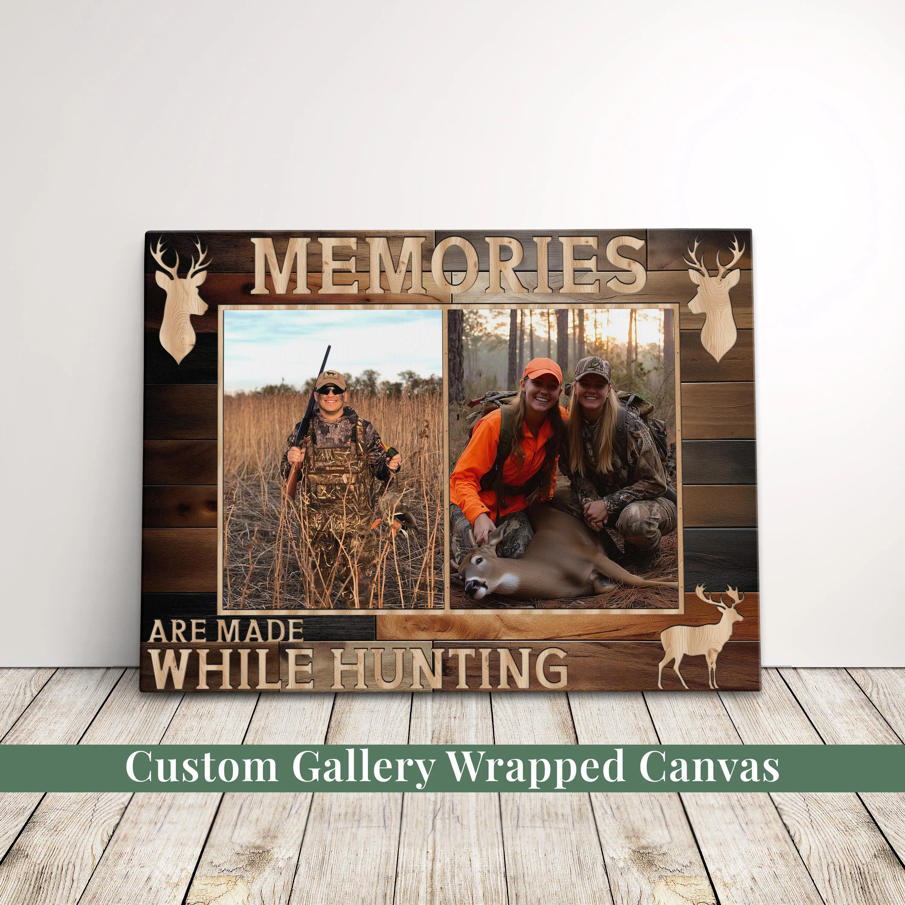 Personalized Birthday Gift For Husband Dad Boyfriend Deer Hunting Picture Frame For Buck Hunter Photo Collage Canvas Outdoorsman Wall Art