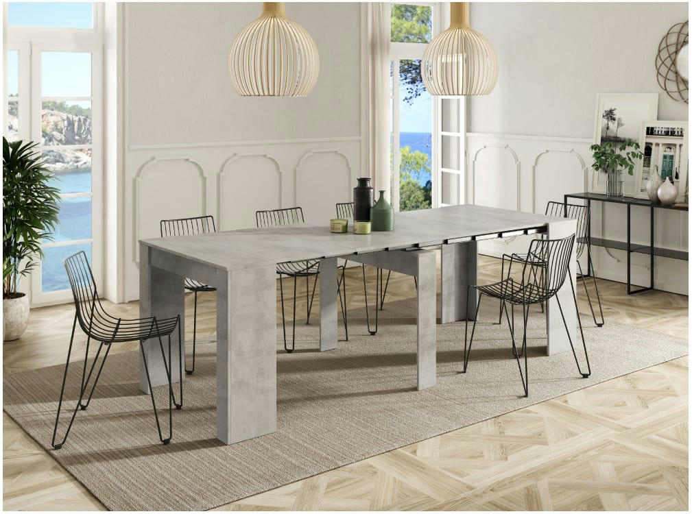 LENA - Table à manger extensible blanche L51/237cm