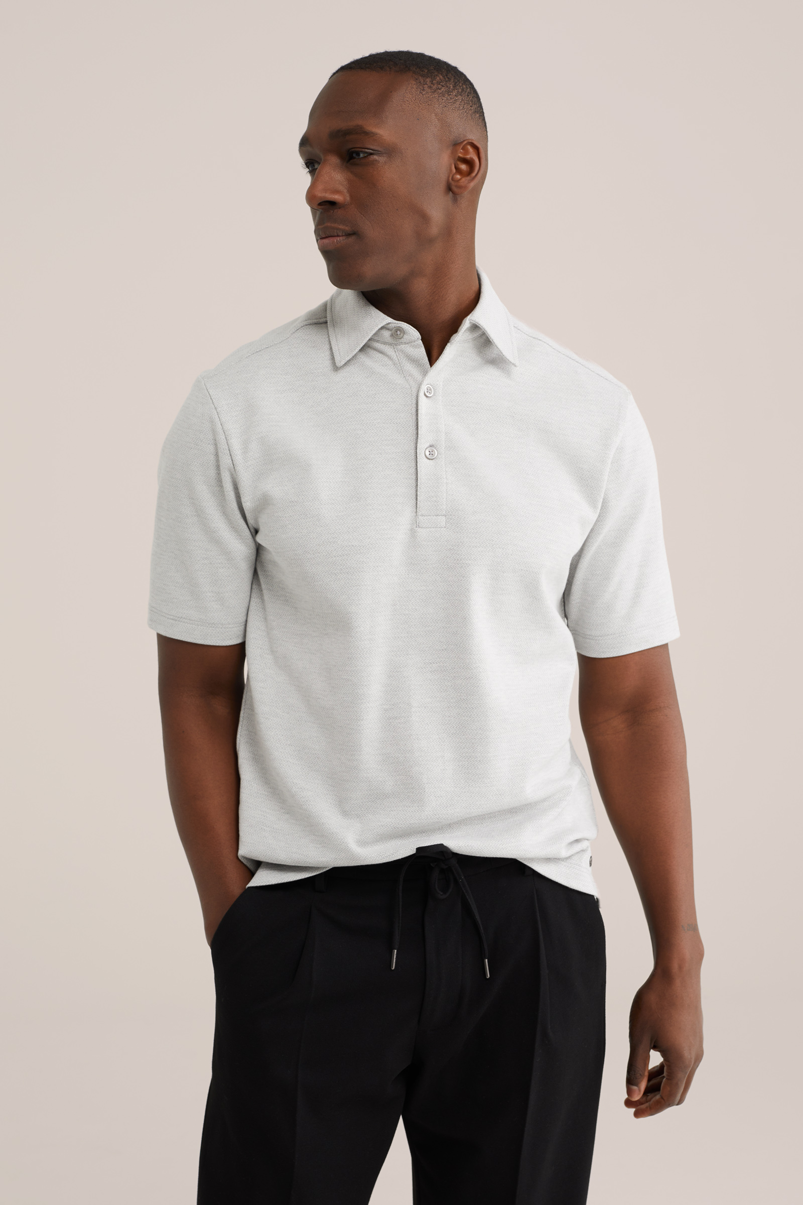 Heren regular fit polo met structuur