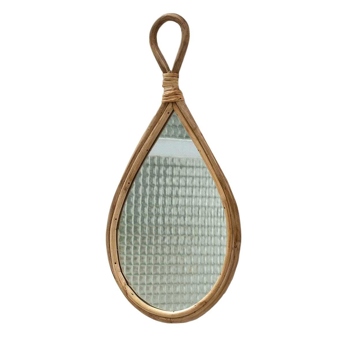 MOKA - Miroir en rotin naturel goutte vintage 28 x 54 cm
