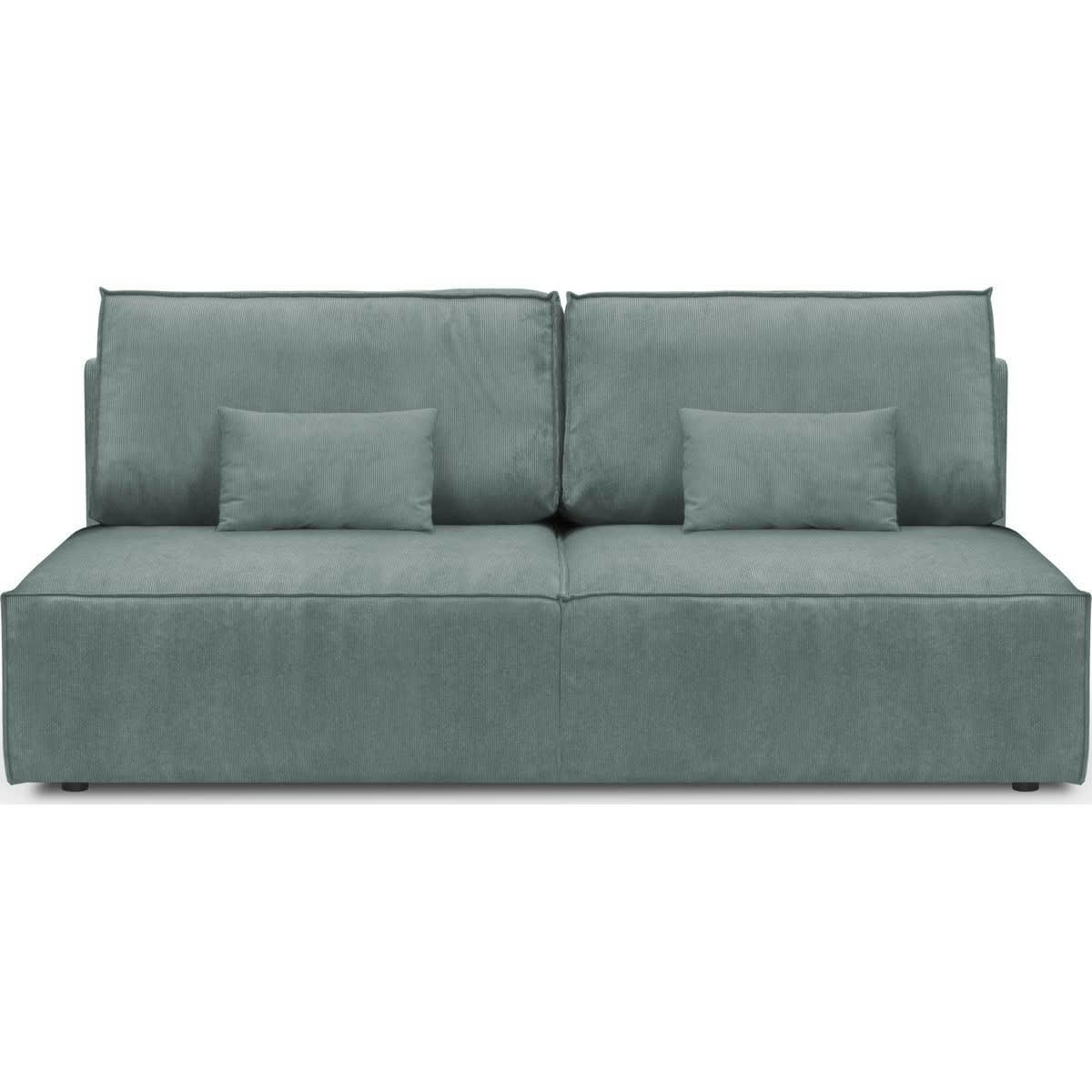 MILLA NEW - Canapé convertible 3 places avec coffre velours fines côtes bleu clair