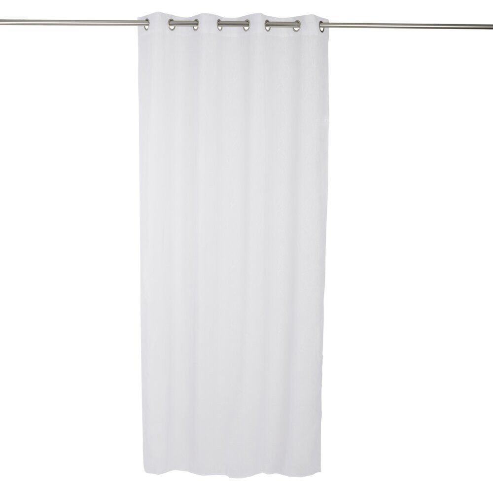 Voilage polyester 140x240cm broderie florale blanc
