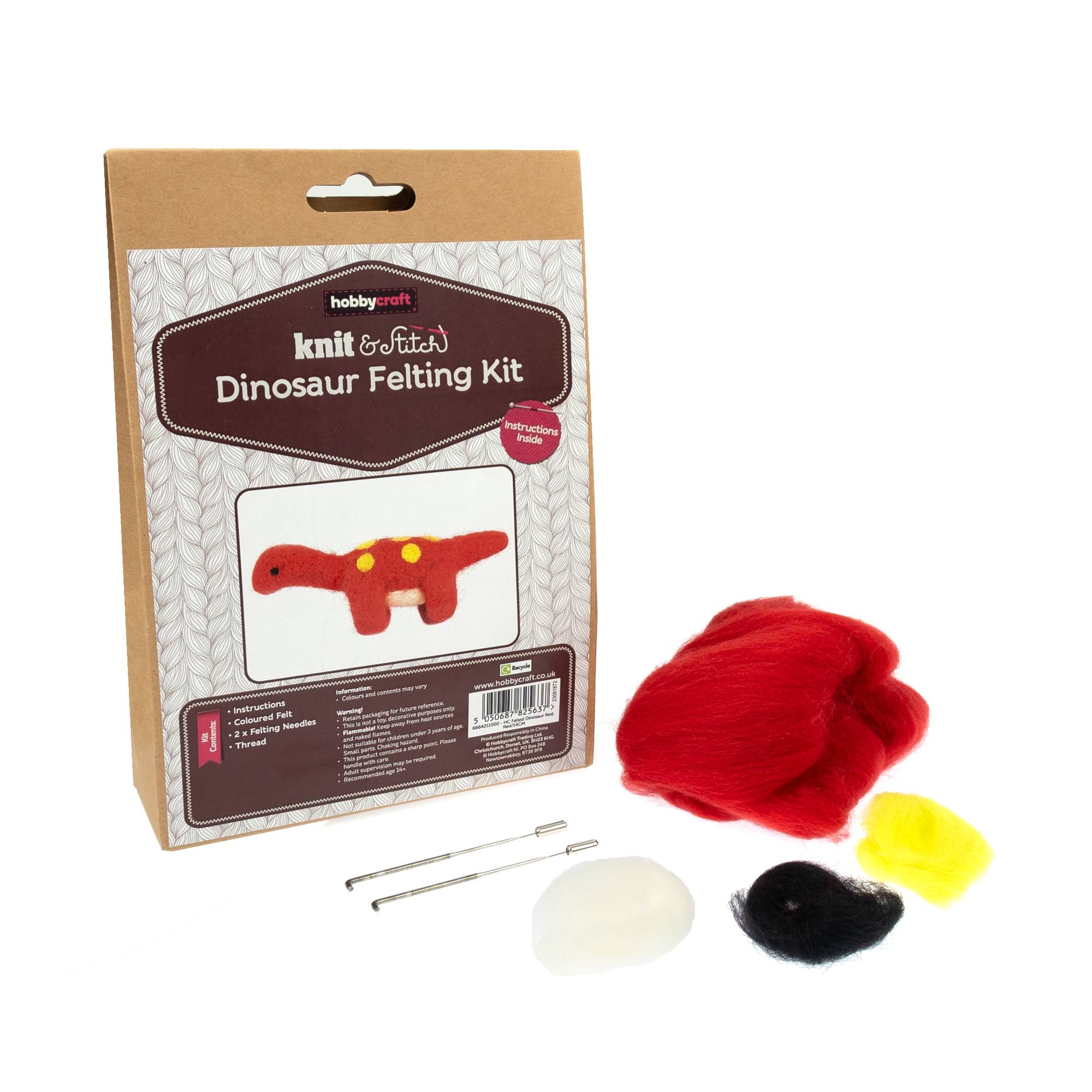 Red Dinosaur Felting Kit