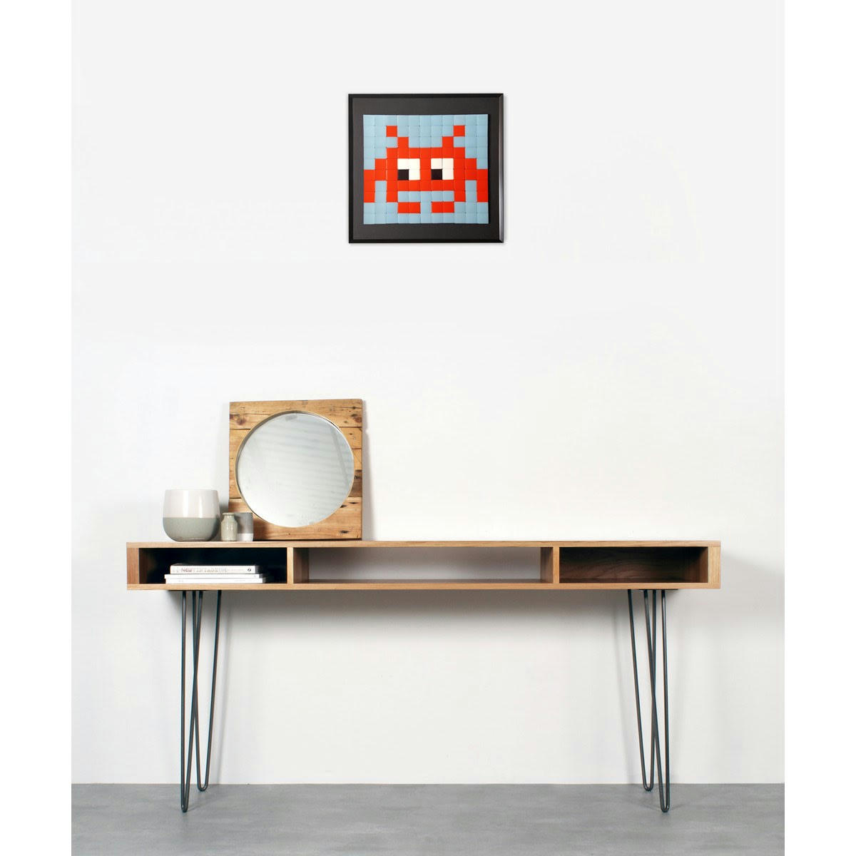 INVADERS - Cadre mosaïque en verre rouge 30x30cm