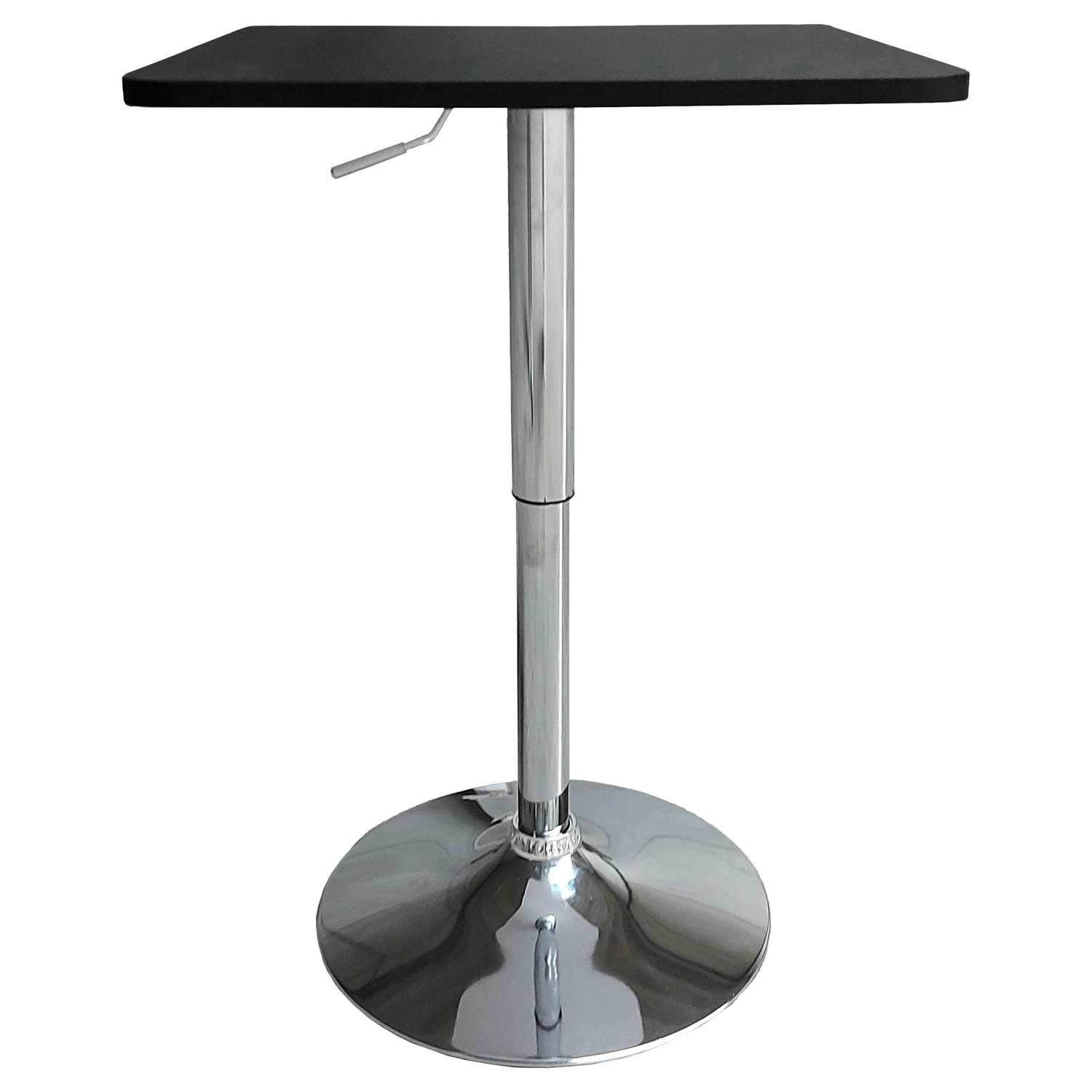 LUKE - Table de bar carrée noire et chrome