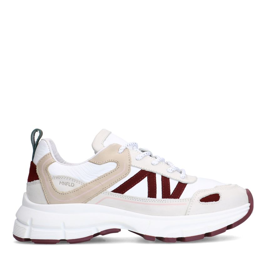 Manfield Witte leren sneakers met beige details