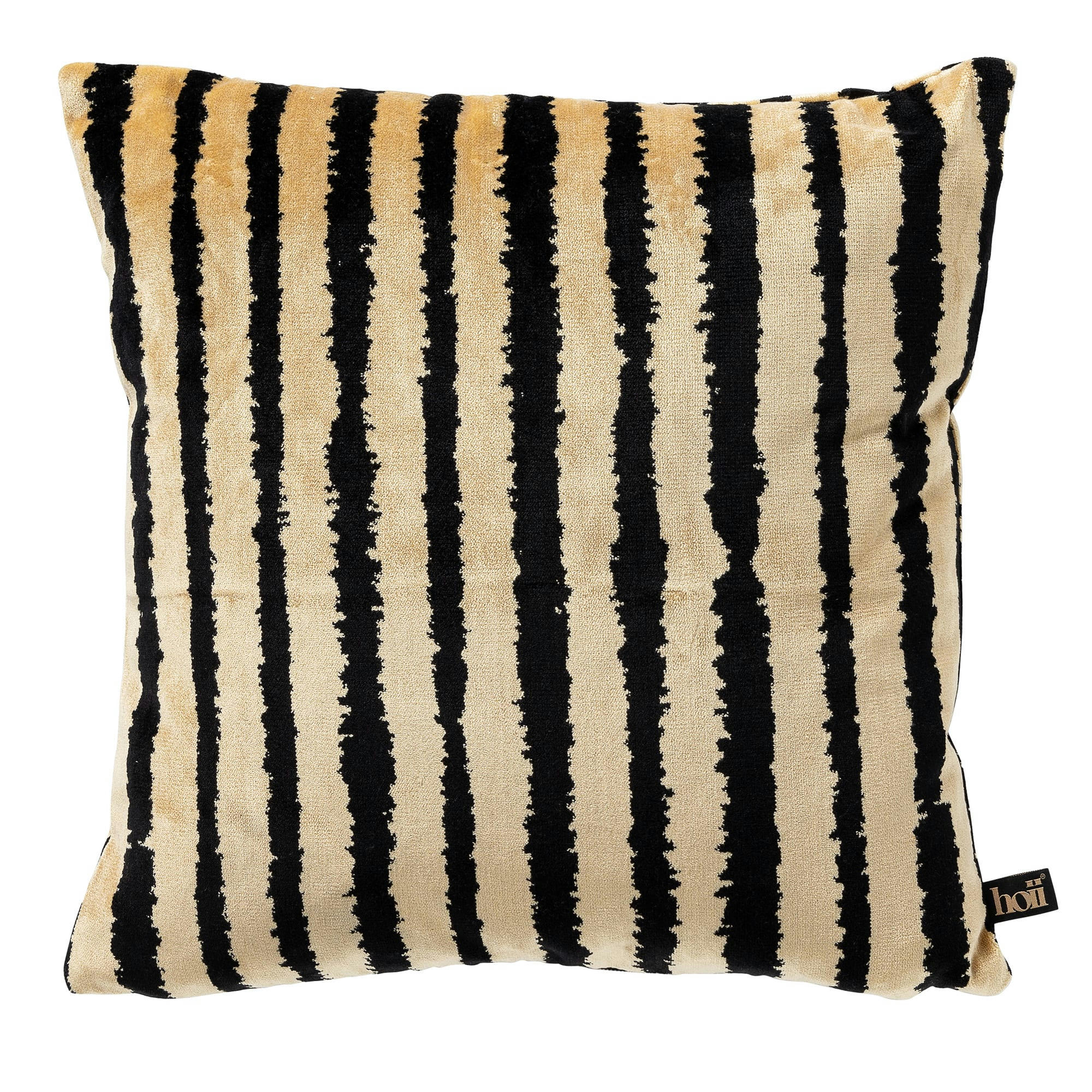 Lorenzo - Coussin noir en velours 45x45 cm avec motif rayé