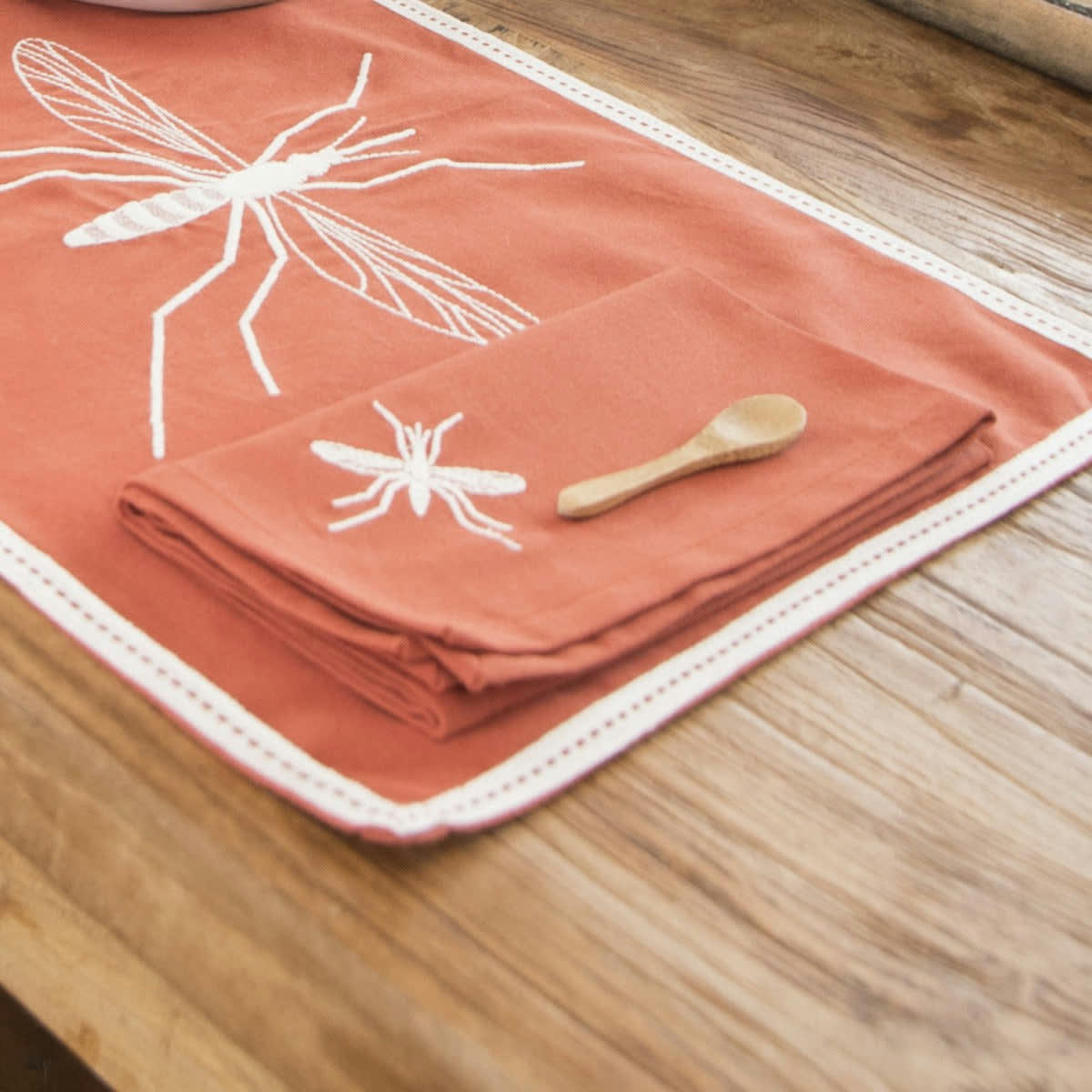 MOSQUITO - Serviettes de table (x4) coton  45x45 terracotta