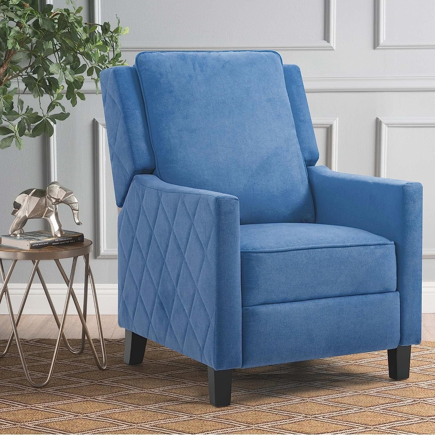 AVAWING Push Back Recliner Chair Linen Wing Back Chair