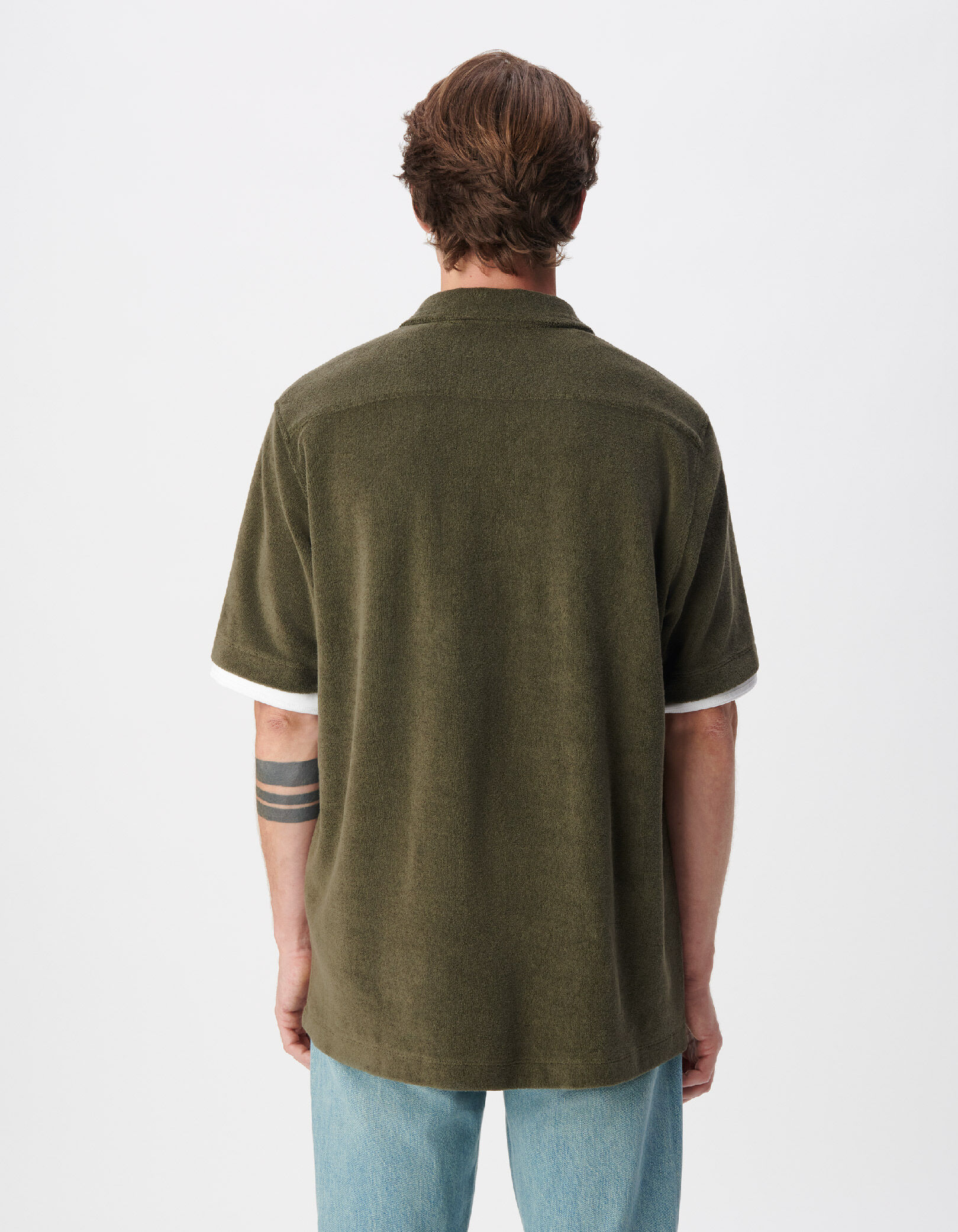 Chemise regular kaki en éponge Homme