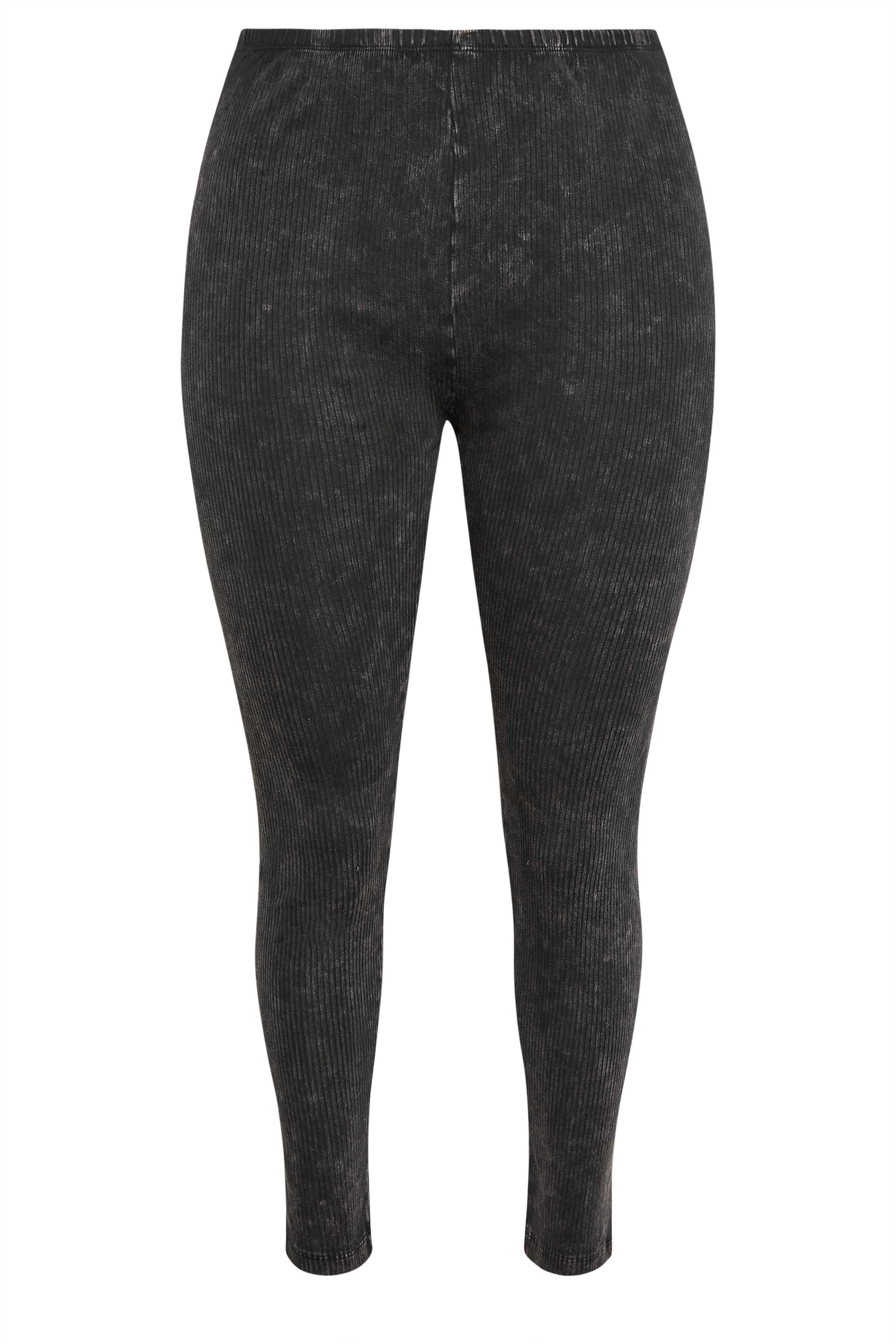 Yours Acid Wash Ribbed Leggings