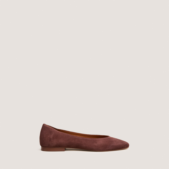 Ballerines à bouts pointusen velours marron foncé | DASSUS