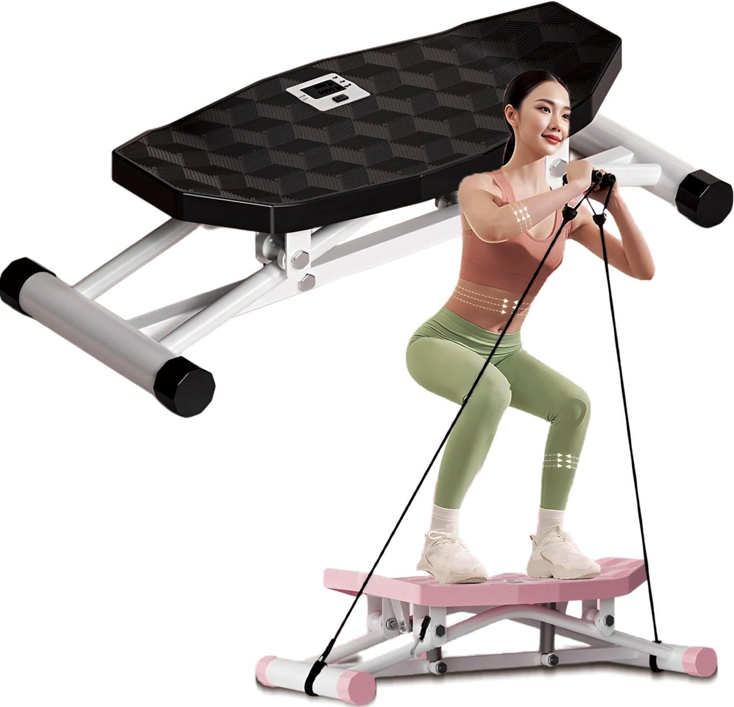 Balance Board, All-Motion Trainer, Portable Ski Balancing Machine Featuring LCD Monitor, Ski Simulator with Resistance Bands for Full Body Workout