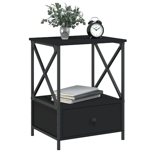 NNEVL Bedside Table Black 50x41x65 cm Engineered Wood