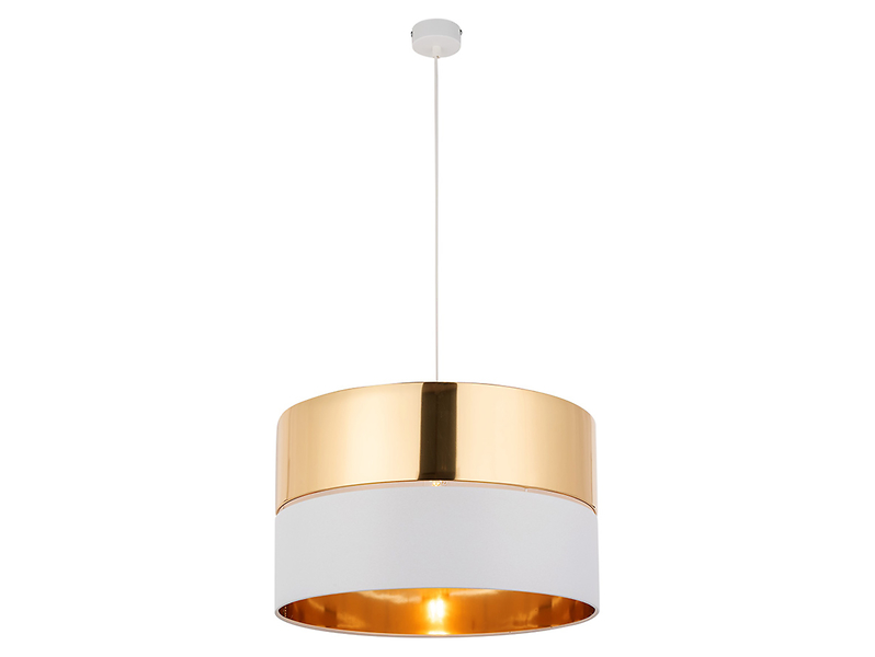 Lampa wisząca Hilton tkaninowa biało-złota
