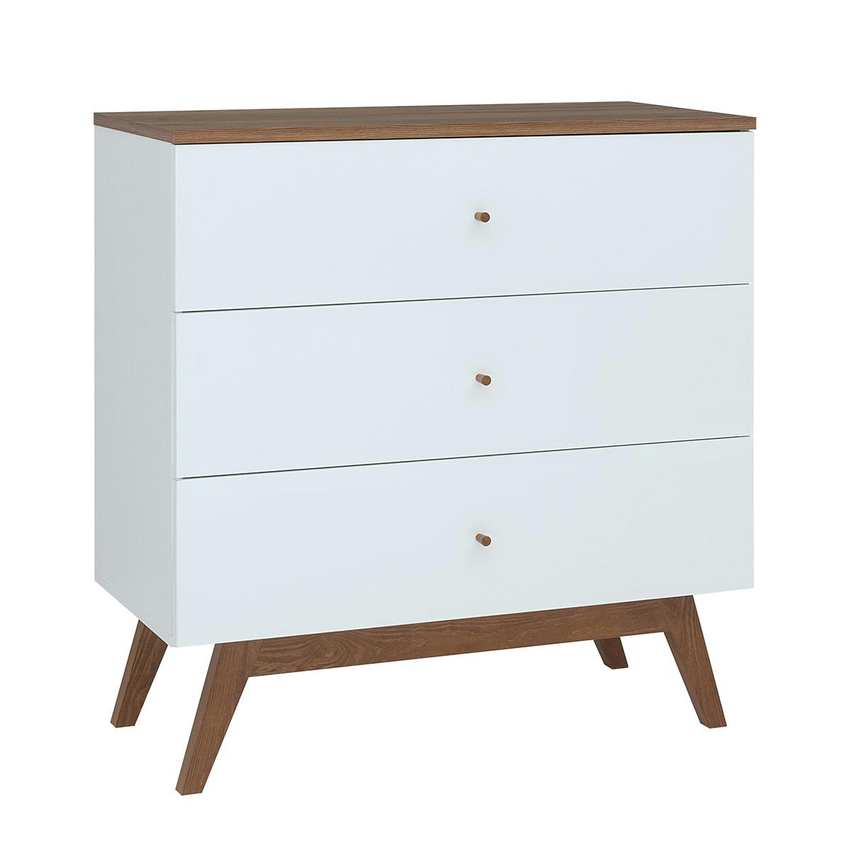 - Commode 3 tiroirs blanche et naturelle