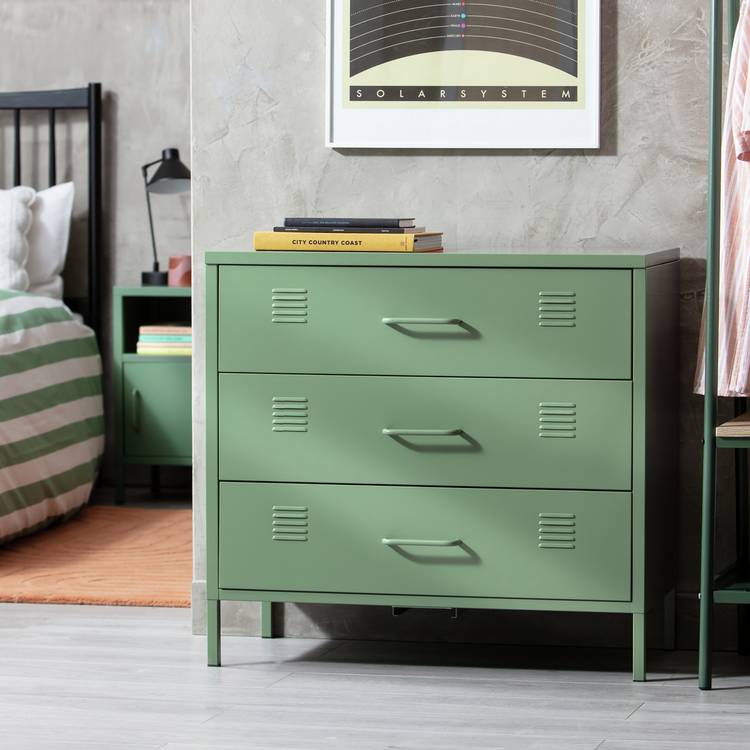 Habitat Stevie 3 Drawer Chest - Green