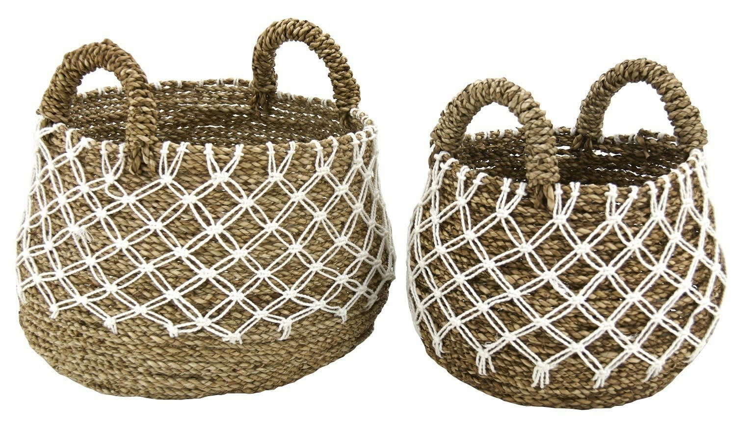 - Cache-pots en jonc naturel et crochet (lot de 2)