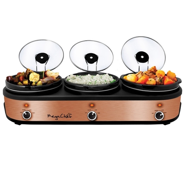 MegaChef Triple 2.5 Quart Slow Cooker and Buffet Server