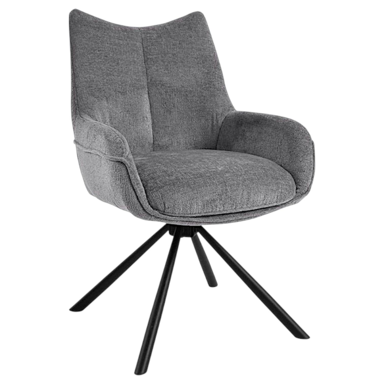 Chaise pivotante grise à accoudoirs (lot de 2) IENA