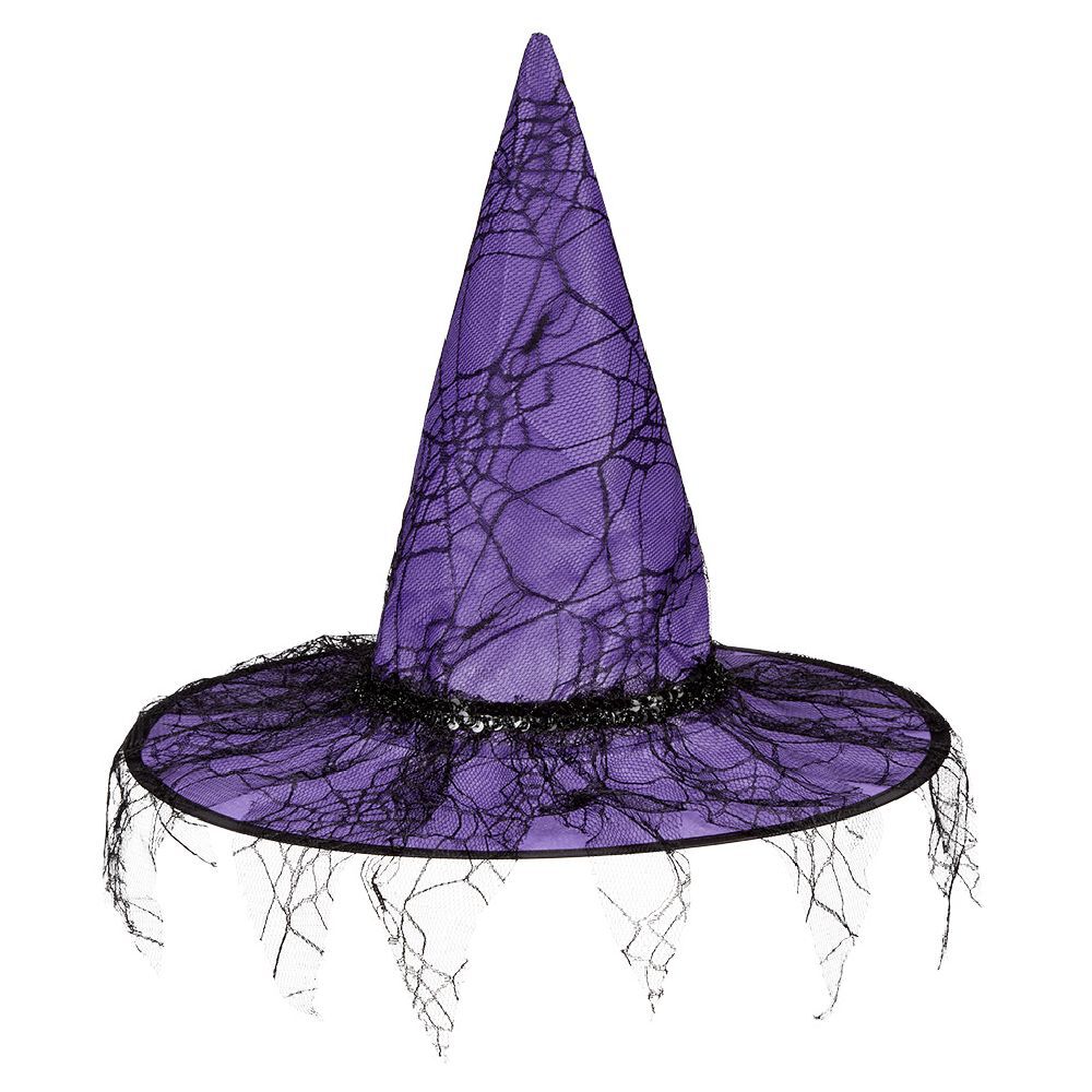 Chapeau de sorcière Halloween avec dentelle Ø40xH37cm