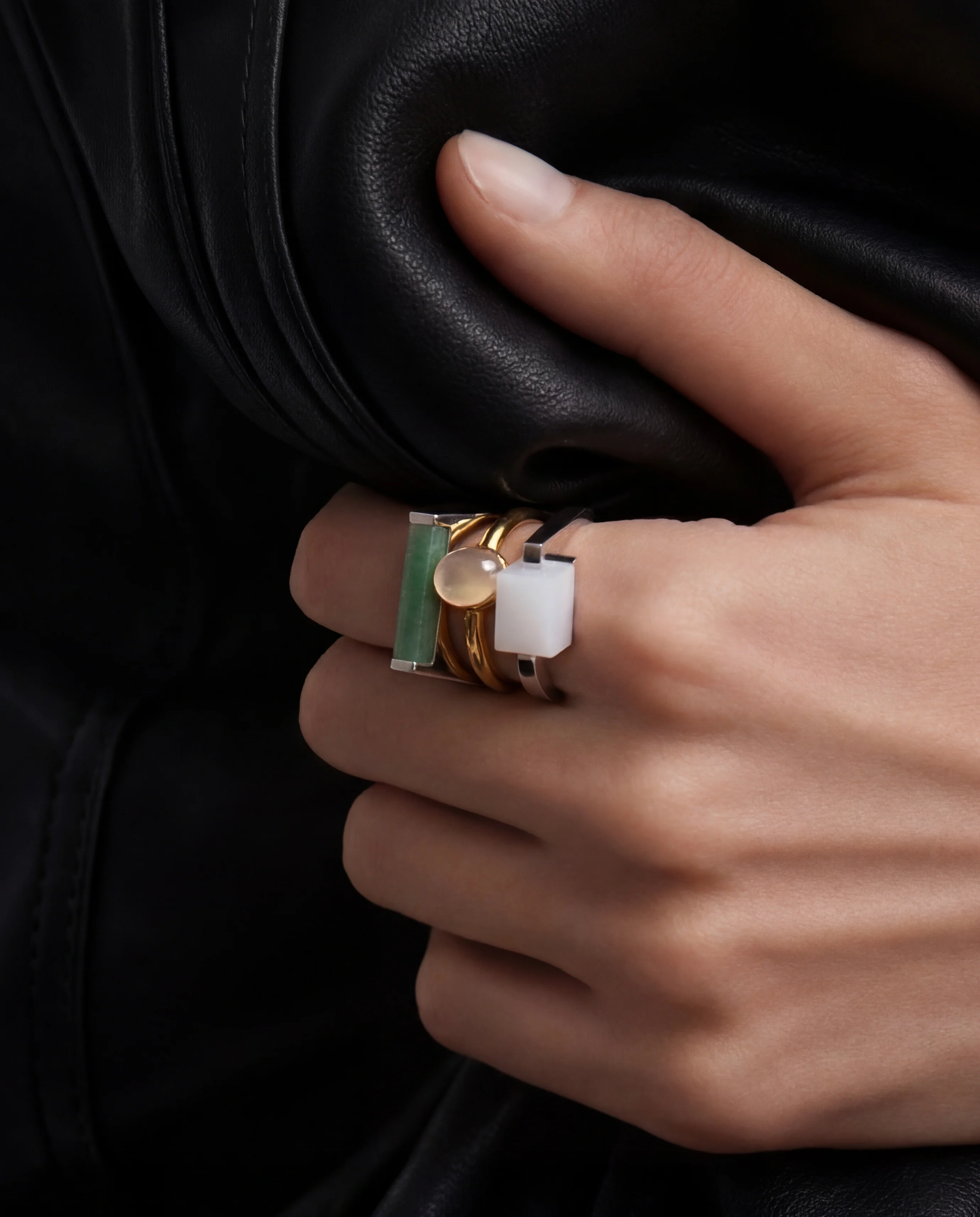 Halo — White Chalcedony Cabochon Ring