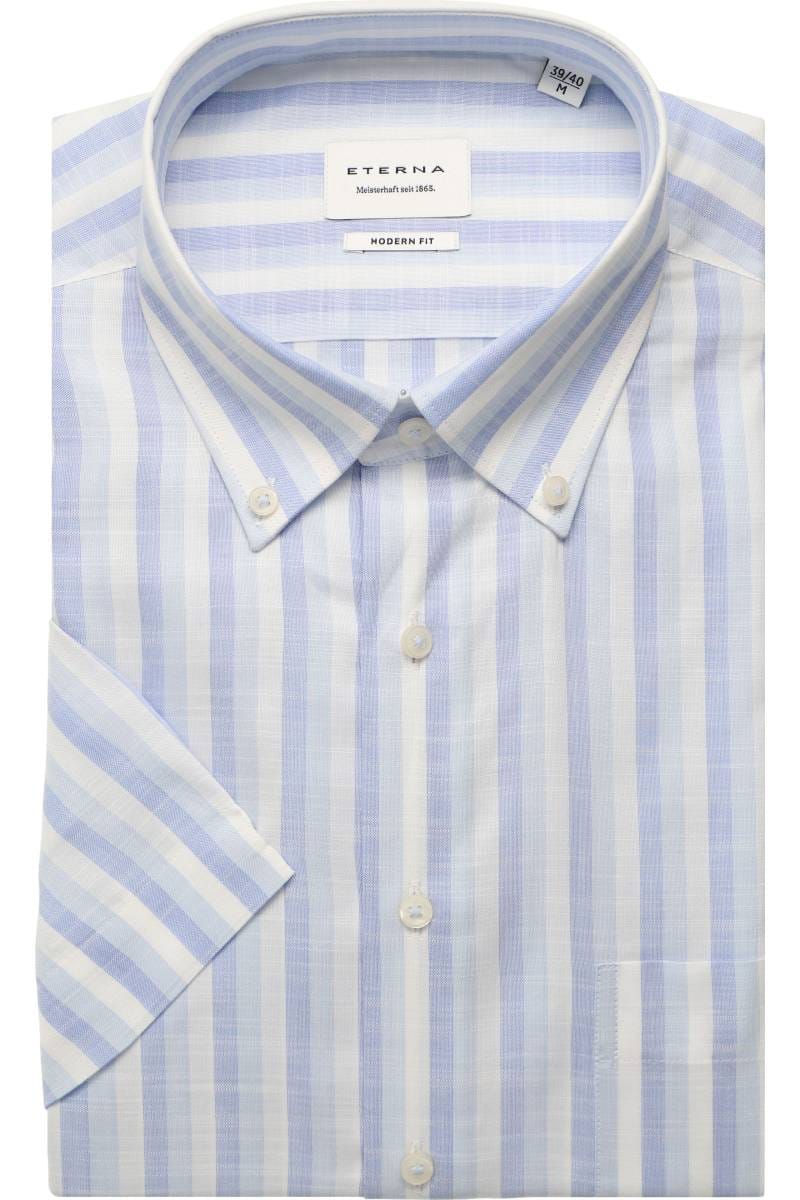 ETERNA Modern Fit Tencel Hemd blau, Gestreift
