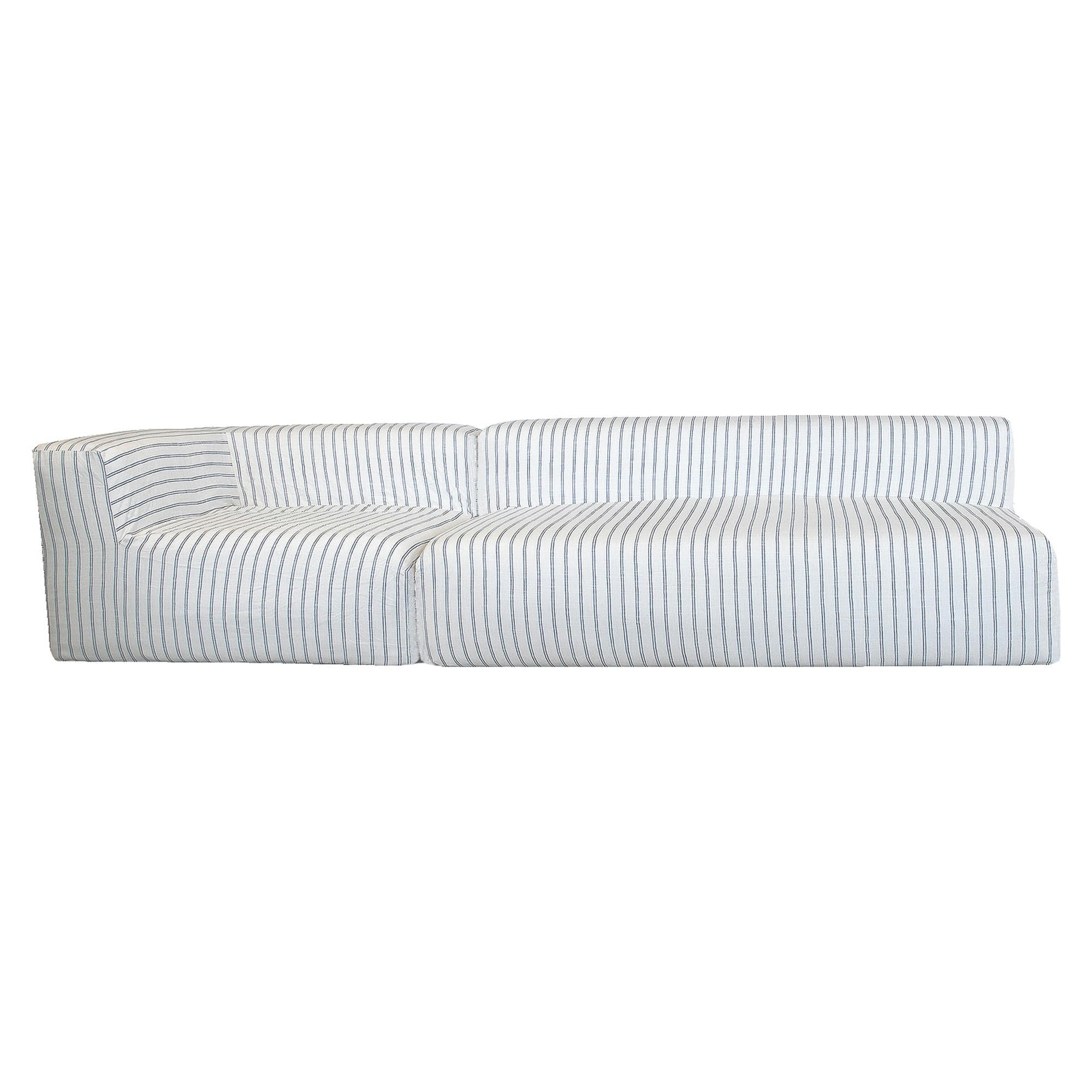 - Housse Lin rayé bleu pour canapé-Taille 4/5 places