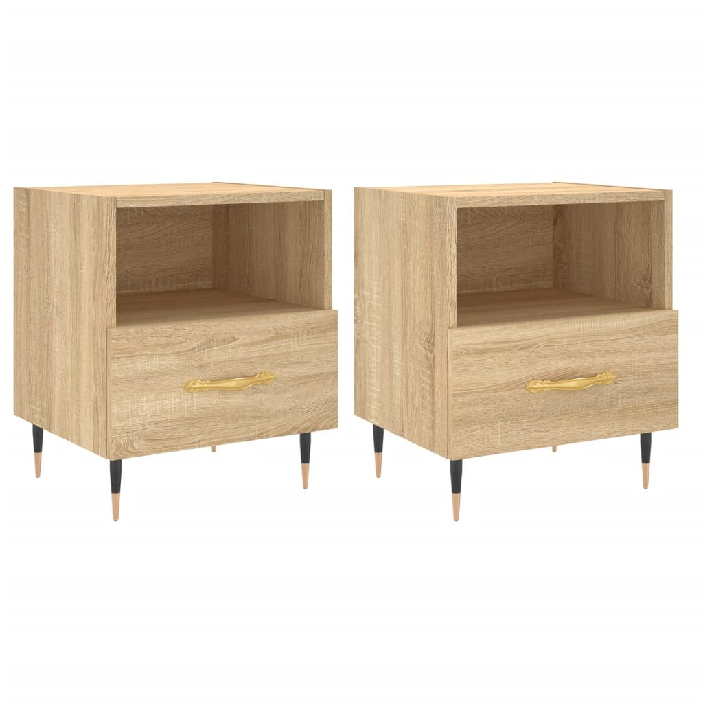 2x Szafka Nocna Stolik Komoda Brązowa z Szufladą Do Sypialni 40x35x47,5 cm