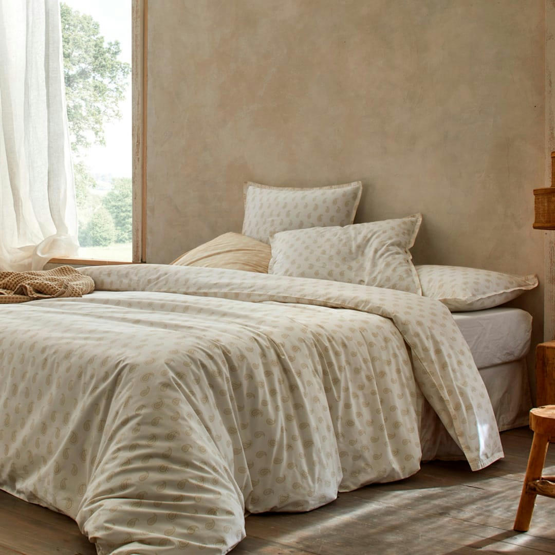 FN SARI ECUME - Housse de couette en percale de coton organic  240x220 cm sable