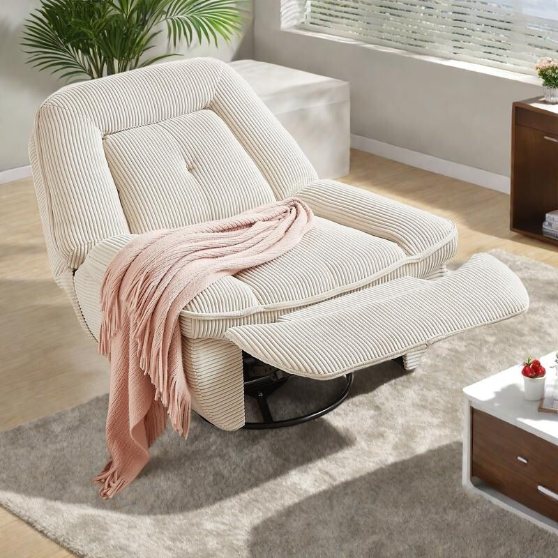 Corduroy Upholstery 360° Swivel Recliner Chair with Rocking Function