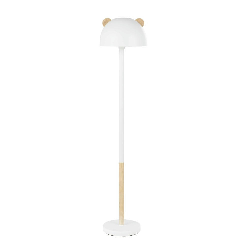 OULANKA - Lampadaire en bois d'hévéa et métal blanc avec oreilles H140