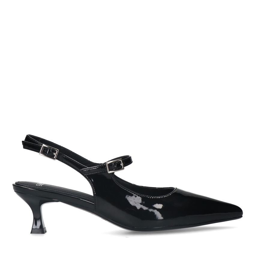 Manfield Zwarte lak slingbacks