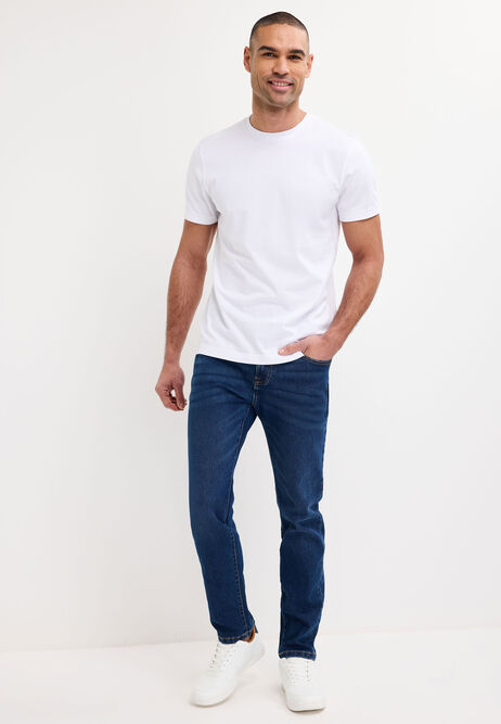 Mens Indigo Wash Straight Leg Jeans
