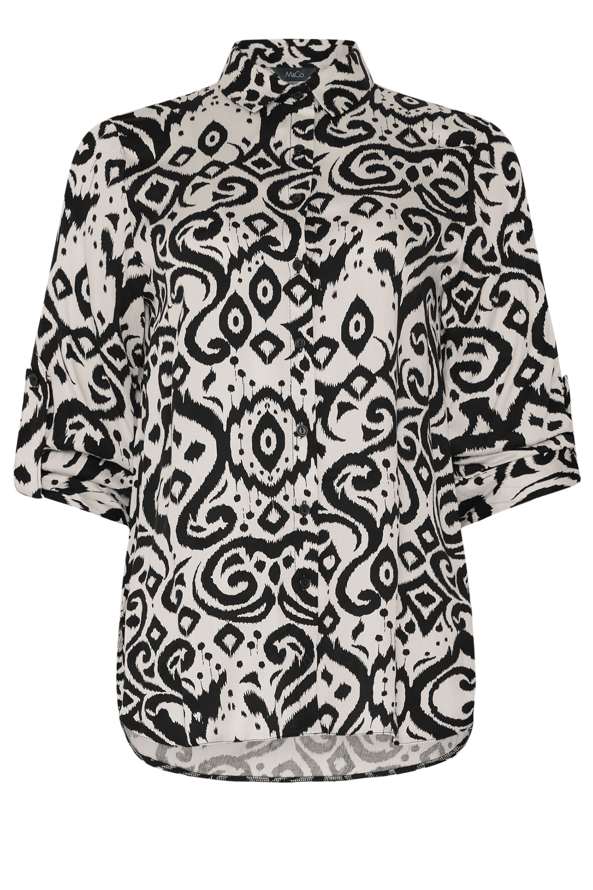 M&Co Ikat Print Tab Sleeve Shirt