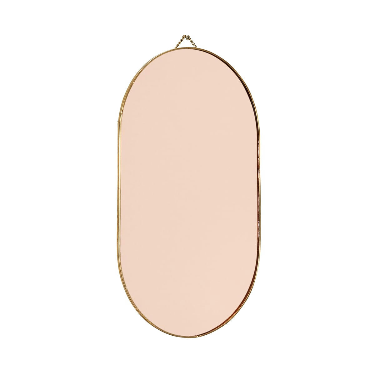 VIEW - Miroir ovale mural en laiton or et rose