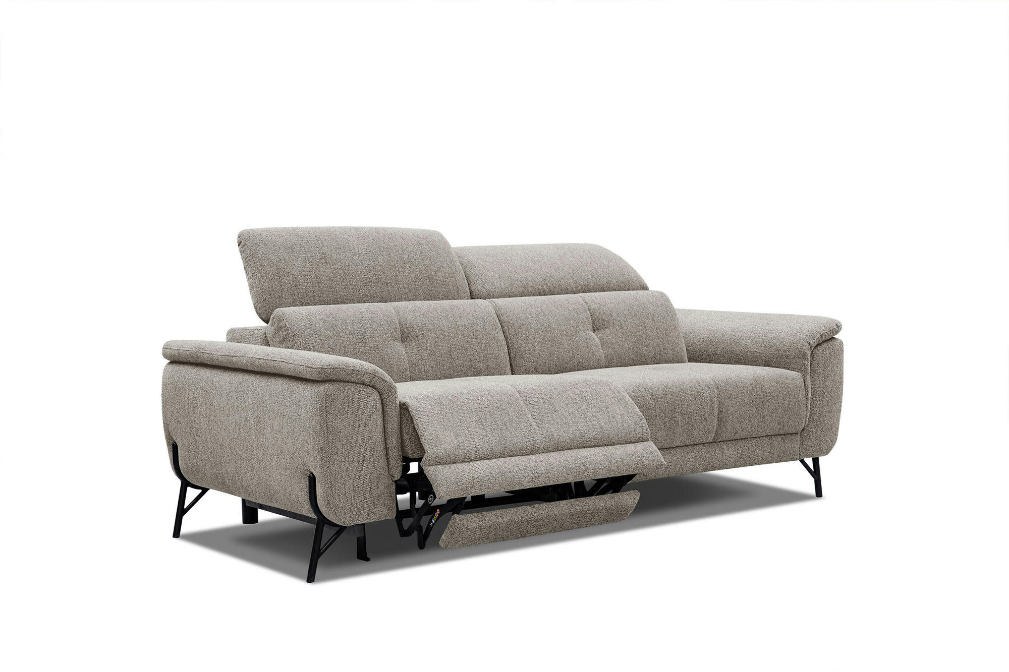 AVENA - Canapé droit 3 places avec une relax électrique à gauche tissu taupe