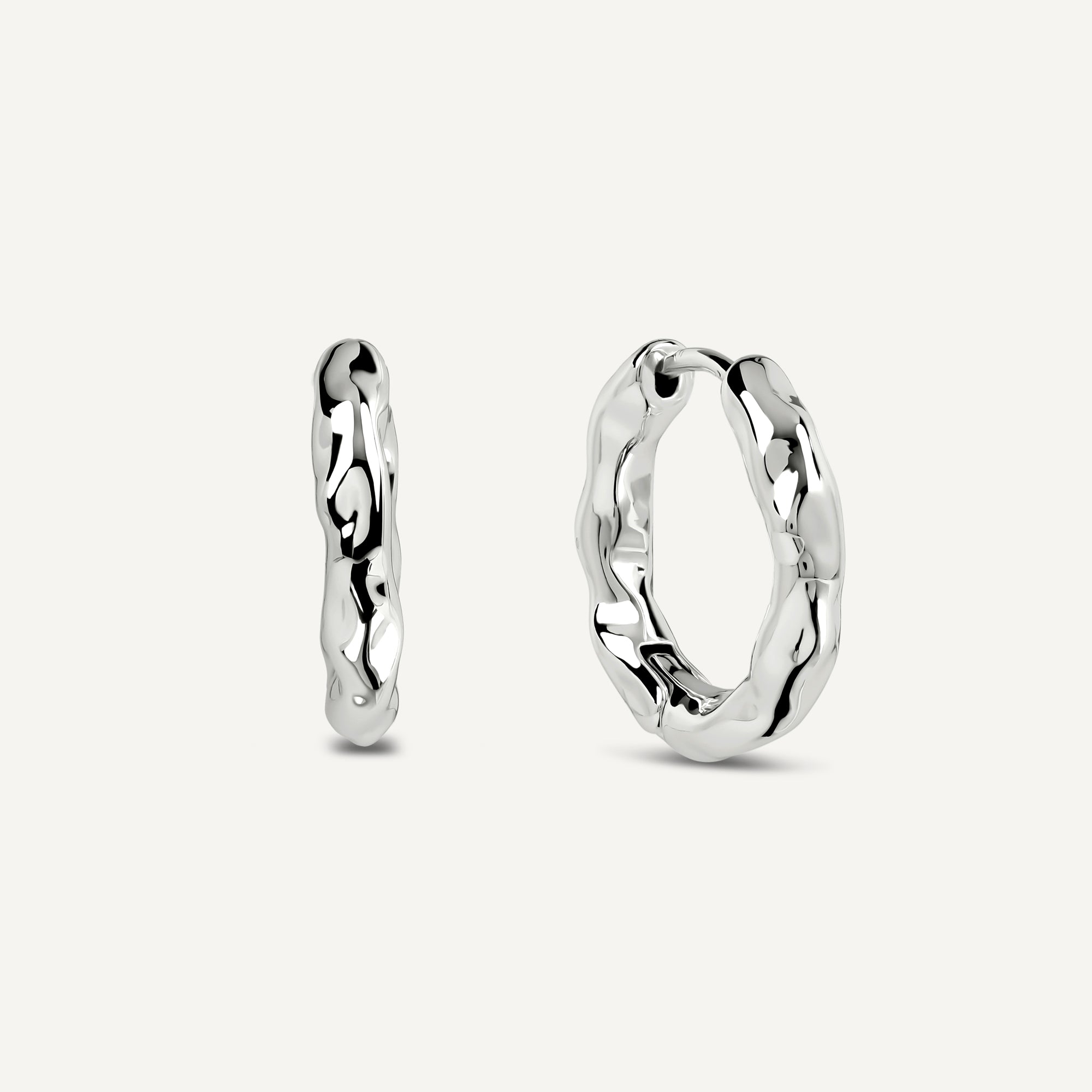 Hadley Lane - Silver Plated Hammer Hoop Earrings