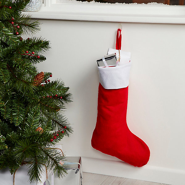 Chaussette de Noël rouge et blanche 29 x 48 cm