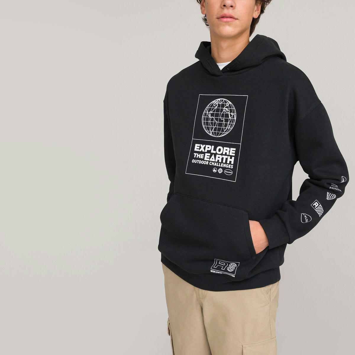 Sweat à capuche imprimé en molleton